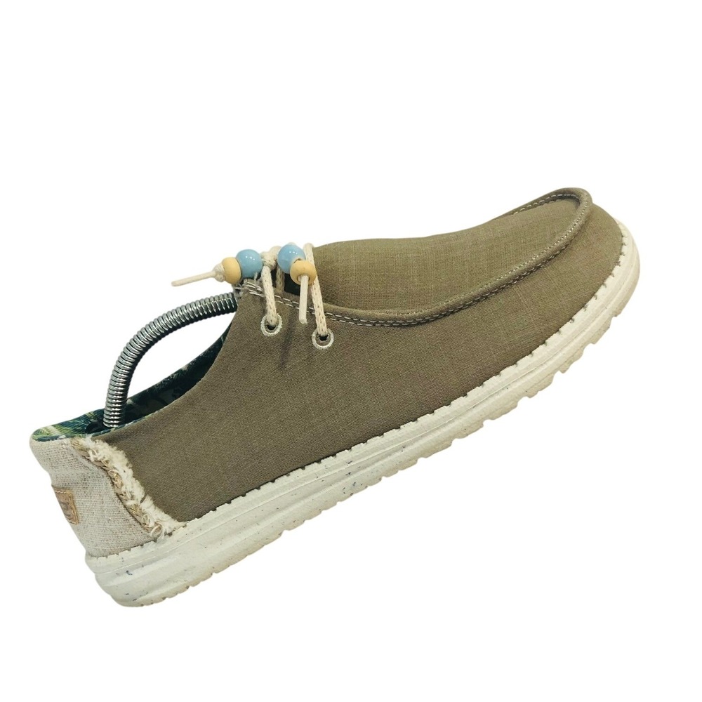 Hey Dude Wendy Rosemary Boho Earthy Canvas Loafers Shoes Beaded Fringe  Womens 8